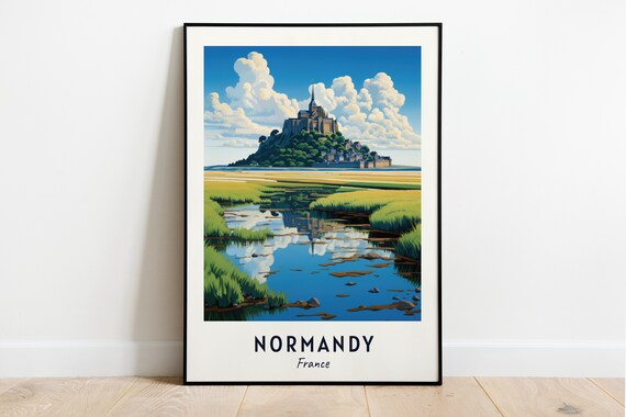 Normandy France Mont Saint-Michel Tidal Island Travel Poster