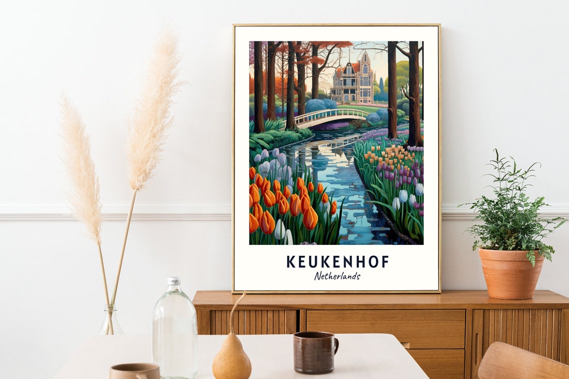 Tulip Gardens Travel Print Wall Art Keukenhof Netherlands City Print Tulip Gardens Travel Gift Tulip Gardens Poster - Image 2
