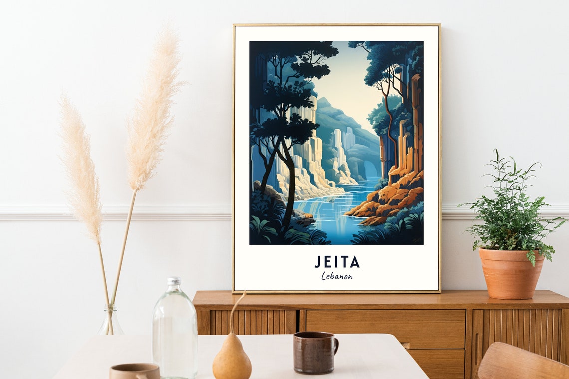 Jeita Lebanon Limestone River Gorge Dawn Forest Shadows Poster - Image 2