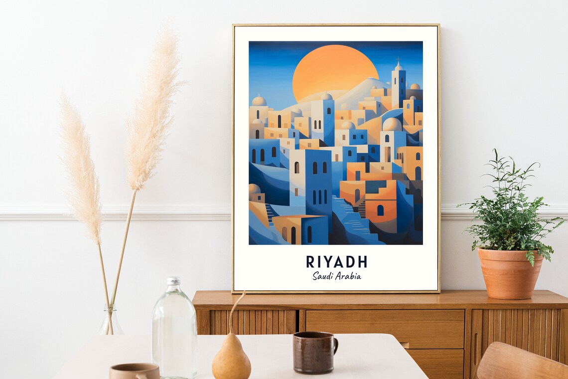Riyadh Golden Sun White Cityscape Saudi Arabia Travel Poster - Image 2