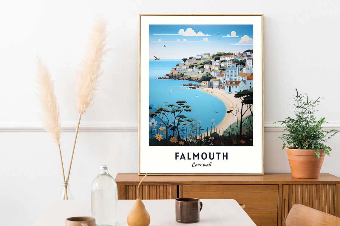 Falmouth Cornwall Coastal Town Overlooking the Bay Travel Poster - Image 2