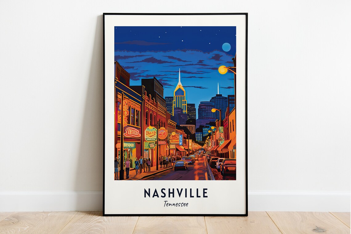 Nashville Travel Poster, Tennessee City Print