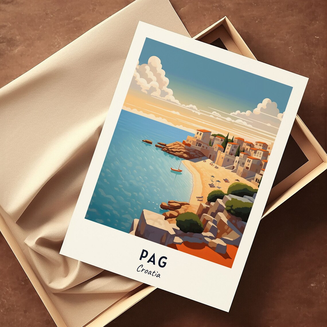 Zre Beach Travel Print Wall Art Pag Croatia City Print Zre Beach Travel Gift Zre Beach Poster Travel Gift - Image 3