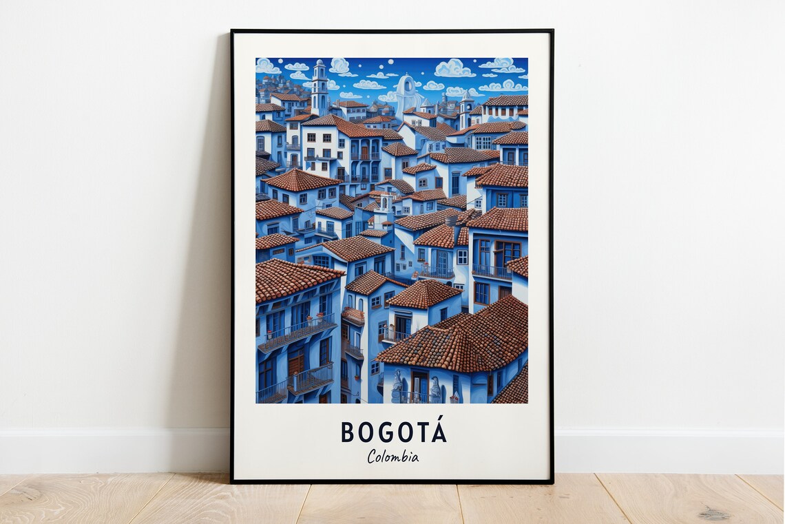 Bogota Colombia Historic Old Town Blue Roofs And Churches Travel Poster