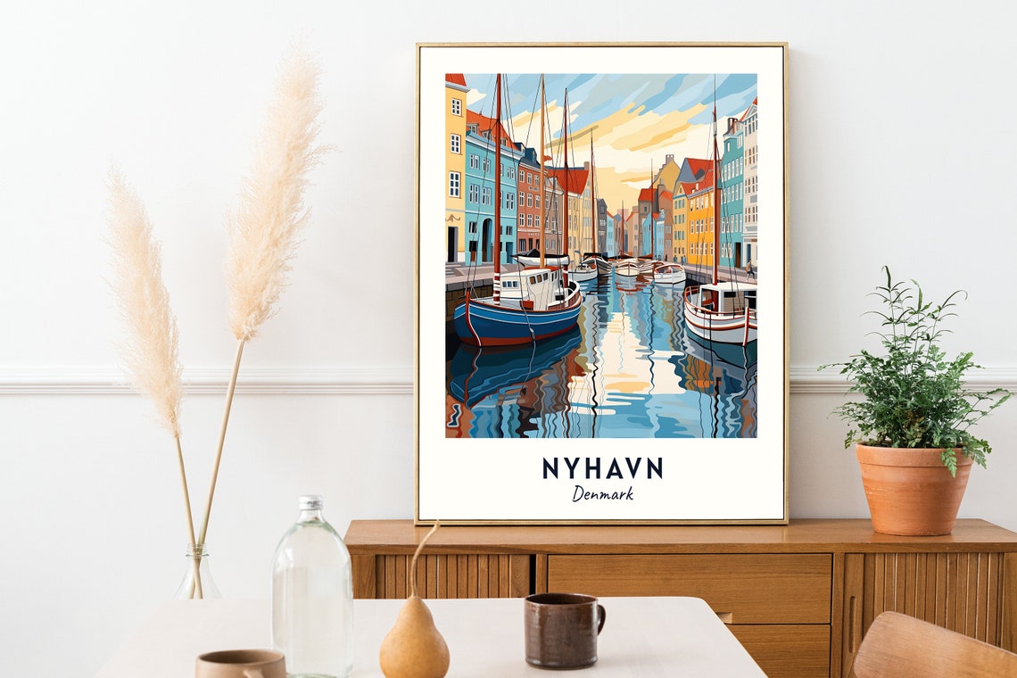 Nyhavn Travel Print Wall Art Nyhavn Denmark City Print Nyhavn Travel Gift Nyhavn City Poster Travel Gift Wall Art - Image 2