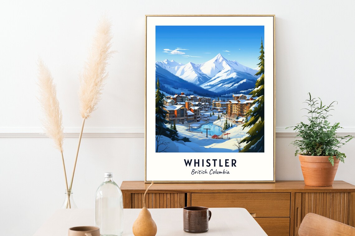 Whistler British Columbia Village Pond and Chairlift View Poster - Image 2