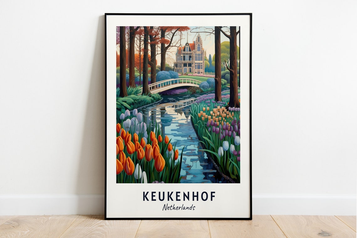 Tulip Gardens Travel Print Wall Art Keukenhof Netherlands City Print Tulip Gardens Travel Gift Tulip Gardens Poster
