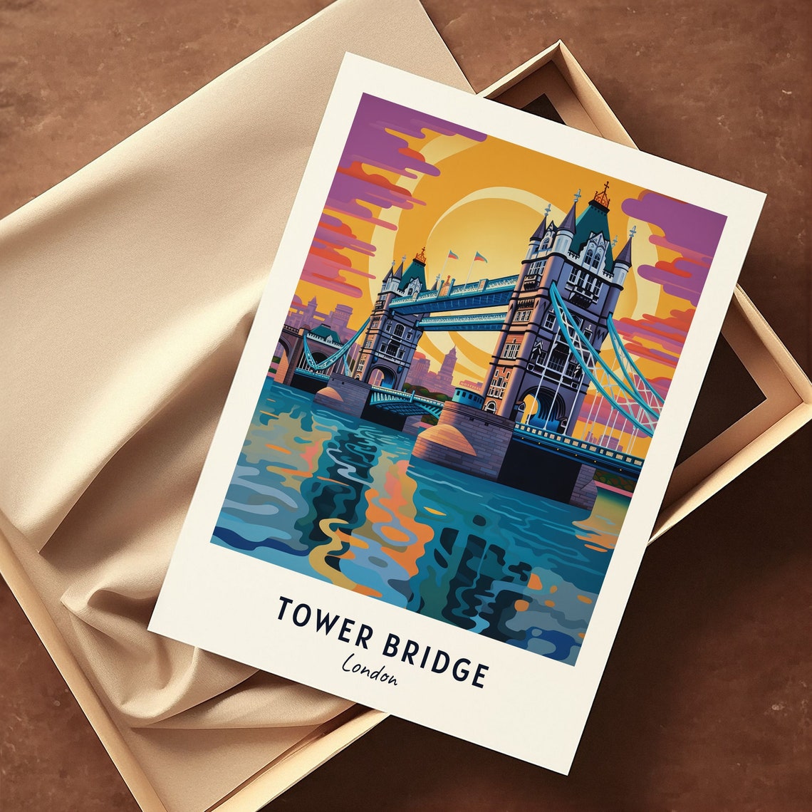 Tower Bridge London Sunset Thames River Landmark Travel Poster - Image 3