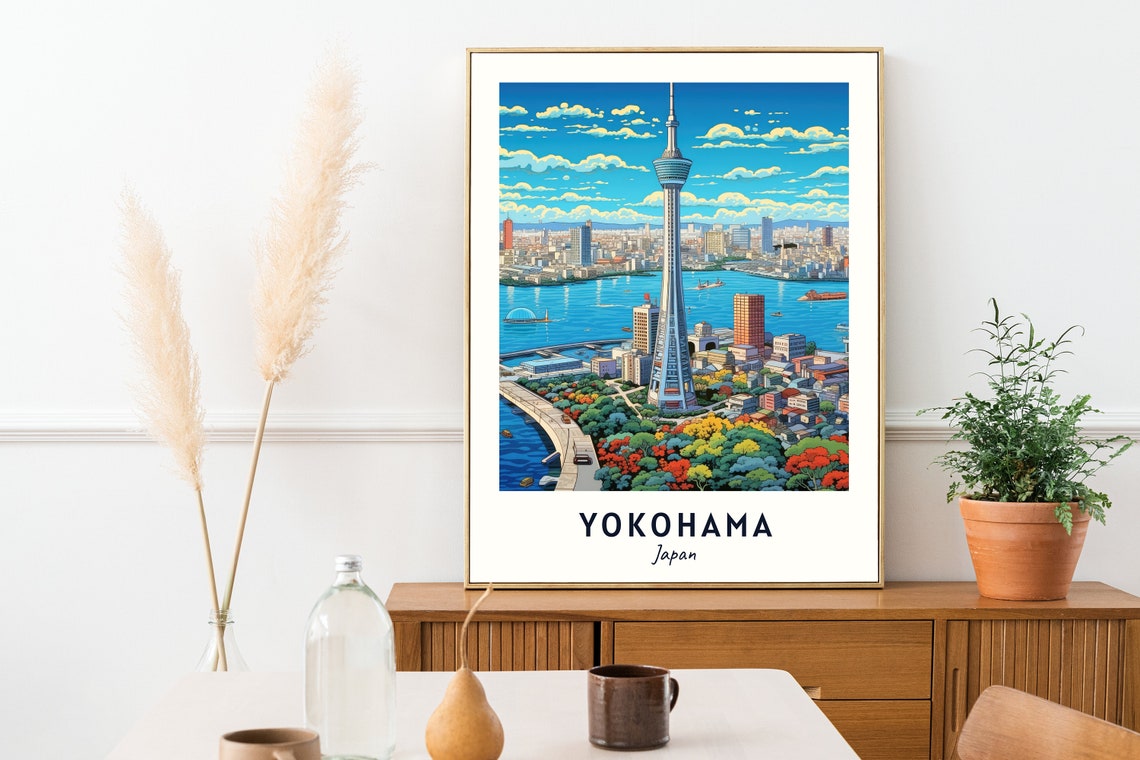Yokohama Landmark Tower Travel Print Wall Art Yokohama Japan City Print Yokohama Landmark Tower Travel Gift Wall Art - Image 2