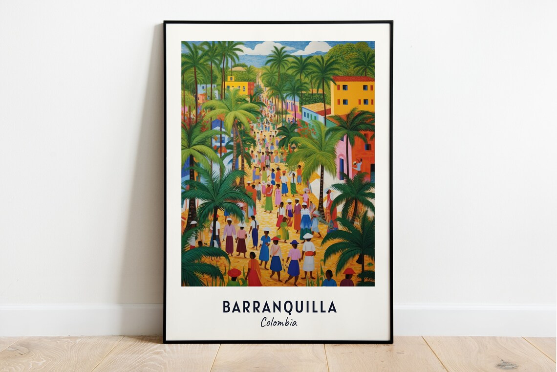 Barranquilla Carnival Travel Poster, Barranquilla Colombia