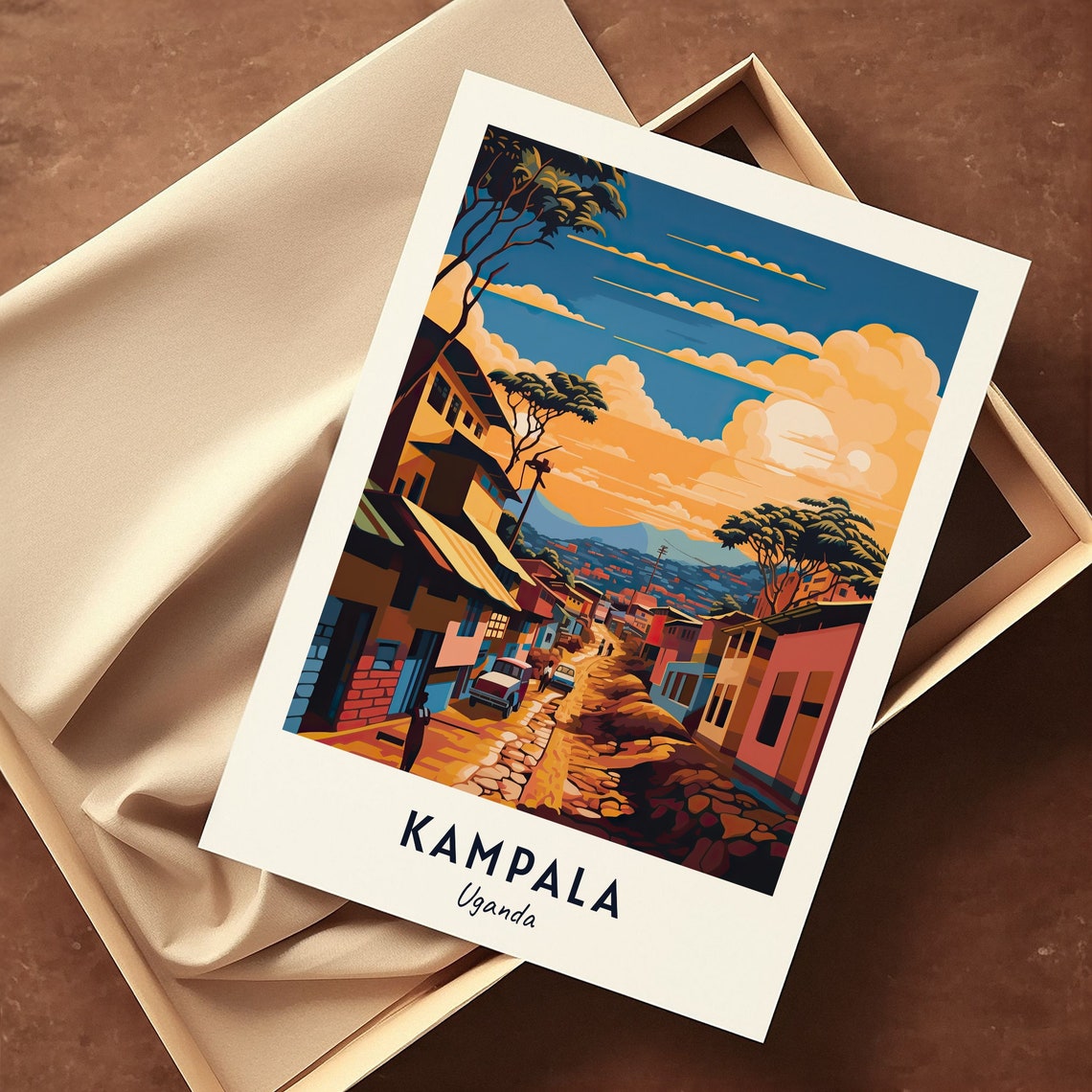 Kampala Uganda Colorful Hillside Street Scene African Travel Poster - Image 3