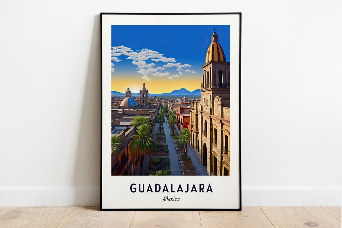 Guadalajara Mexico Cathedral Towers Plaza Golden Hour Poster