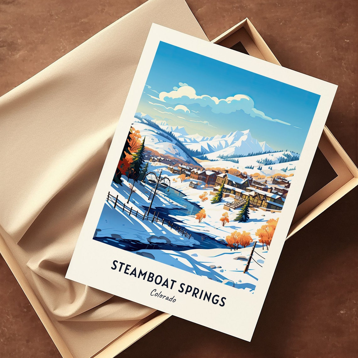 Steamboat Springs Travel Print Steamboat Springs Ski Poster Colorado Ski Poster Steamboat Springs Ski Resort Print - Image 3