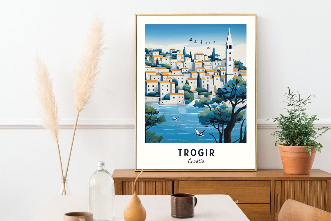 Trogir Croatia Old Town Bell Tower Over The Blue Adriatic Poster - Image 2