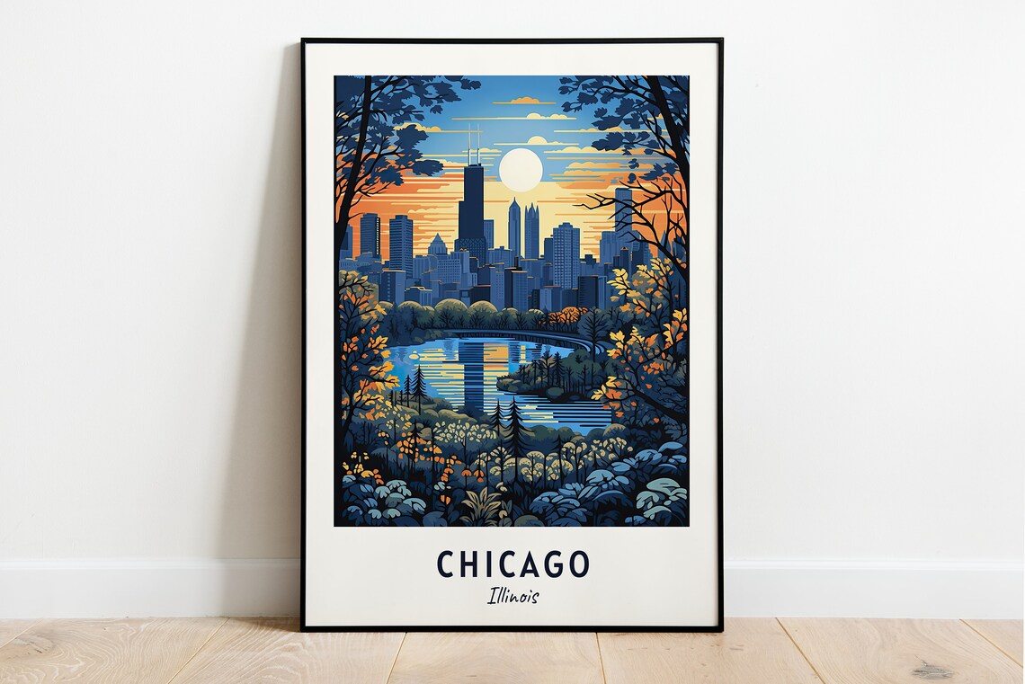 Chicago Illinois Wedding Gift Travel Poster