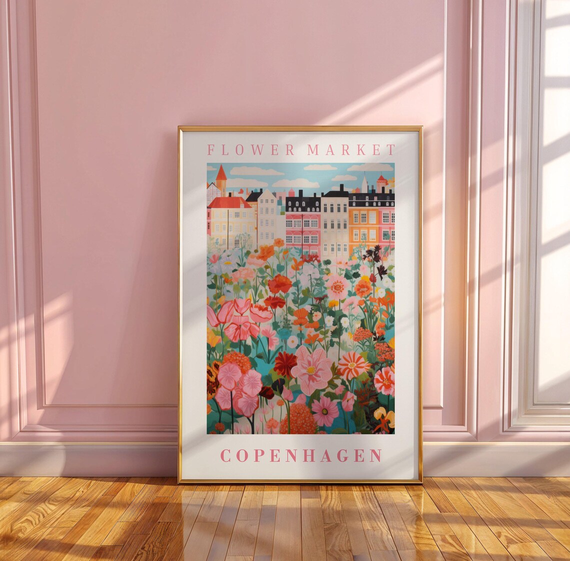 Copenhagen Flower Market Travel Poster, Floral Illustration - Image 3
