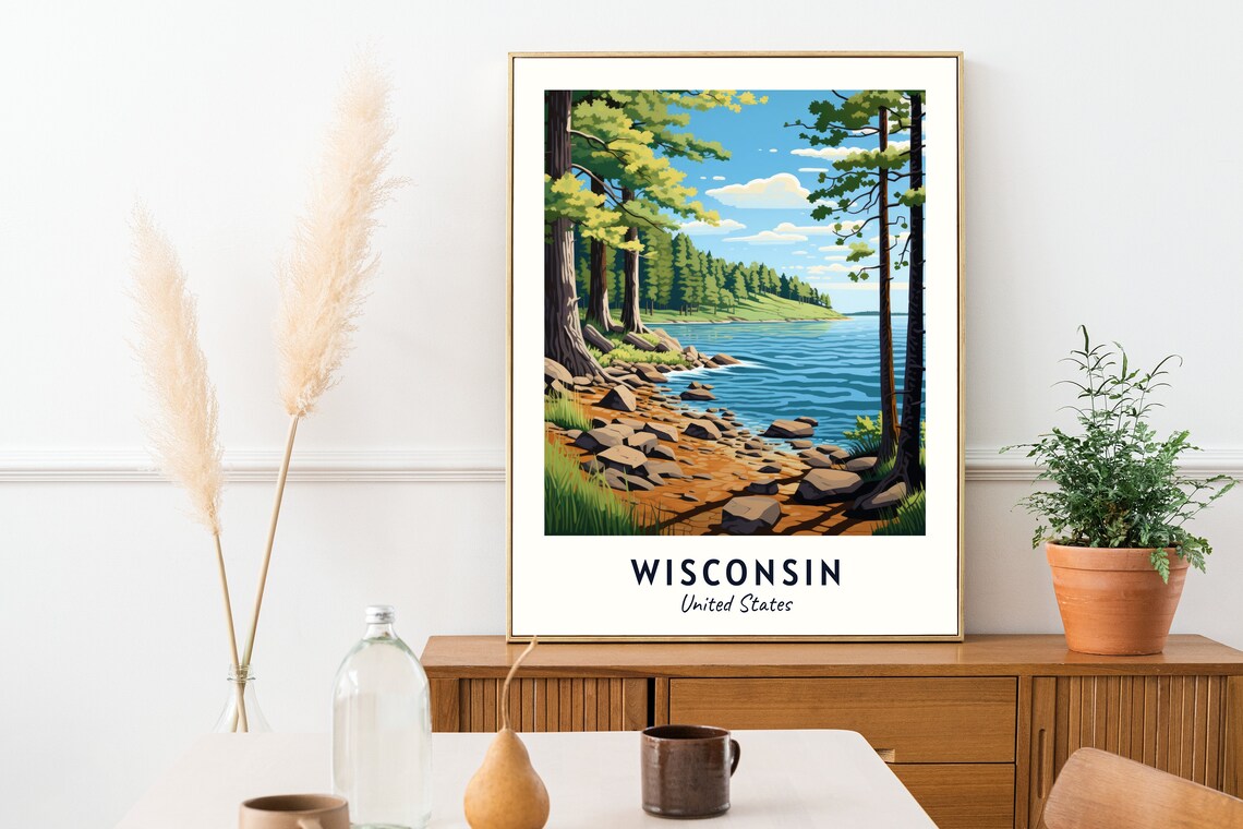 Wisconsin Travel Poster, United States City Gift - Image 2