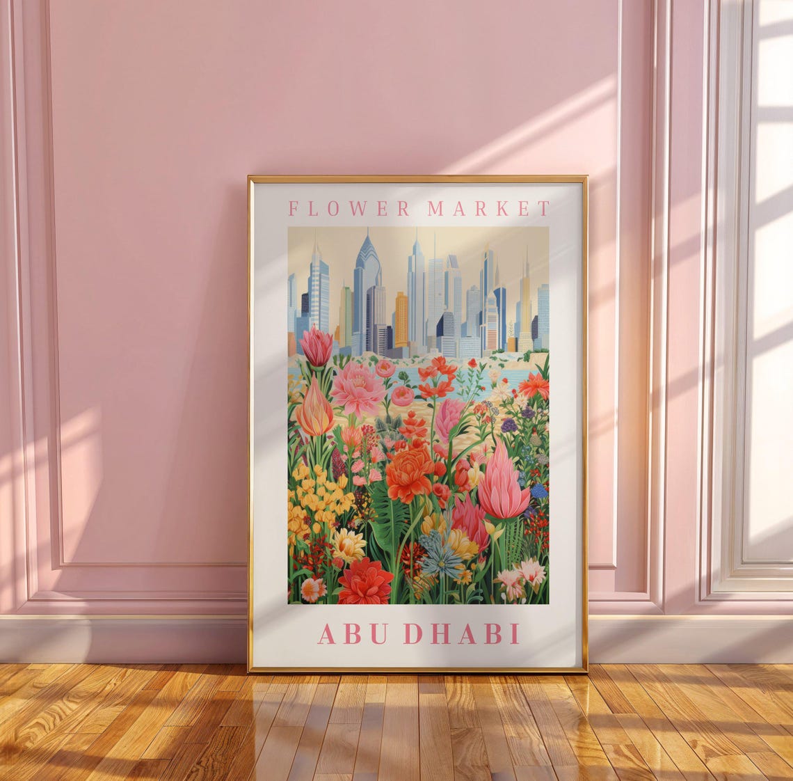 Abu Dhabi Flower Market Poster with Corniche Towers Tulip Garden Art - Image 3