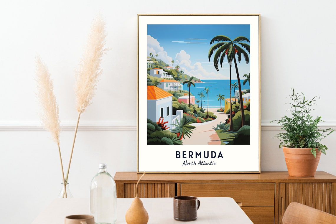 Bermuda North Atlantic Tropical Coast Palm Path Island Poster - Image 2