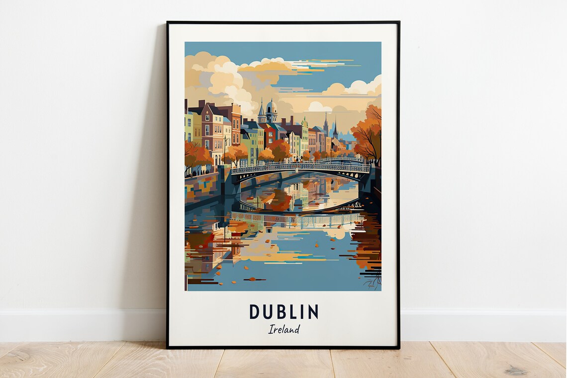 Dublin Ireland Travel Poster, City Gift Print