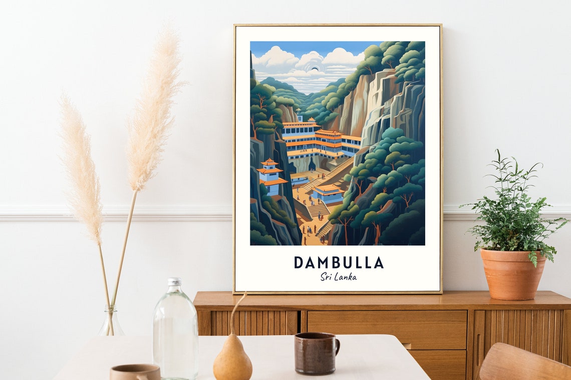 Dambulla Sri Lanka Ancient Cave Temple In The Forest Travel Poster - Image 2