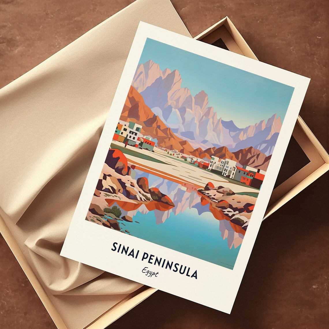 Sinai Peninsula Egypt Mountain Lake Reflection Travel Poster - Image 3