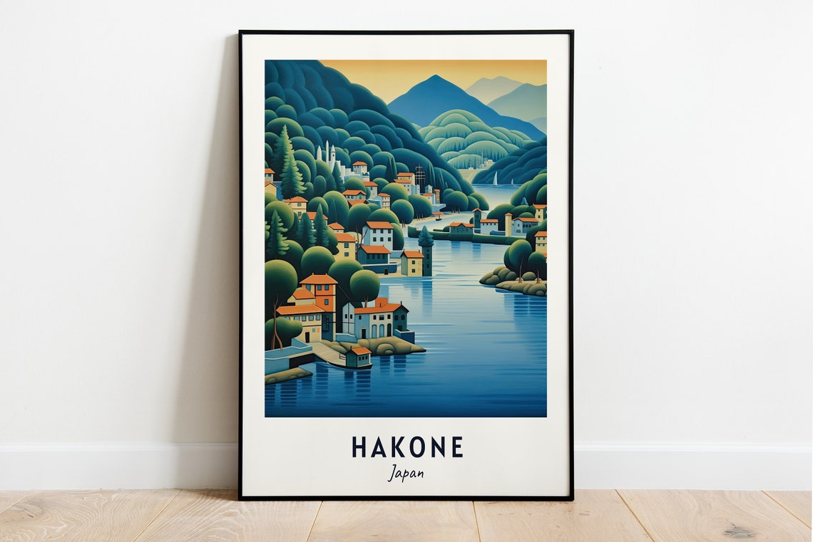 Lake Ashi Travel Print Wall Art Hakone Japan City Print Lake Ashi Travel Gift Lake Ashi Poster Travel Gift Wall Art