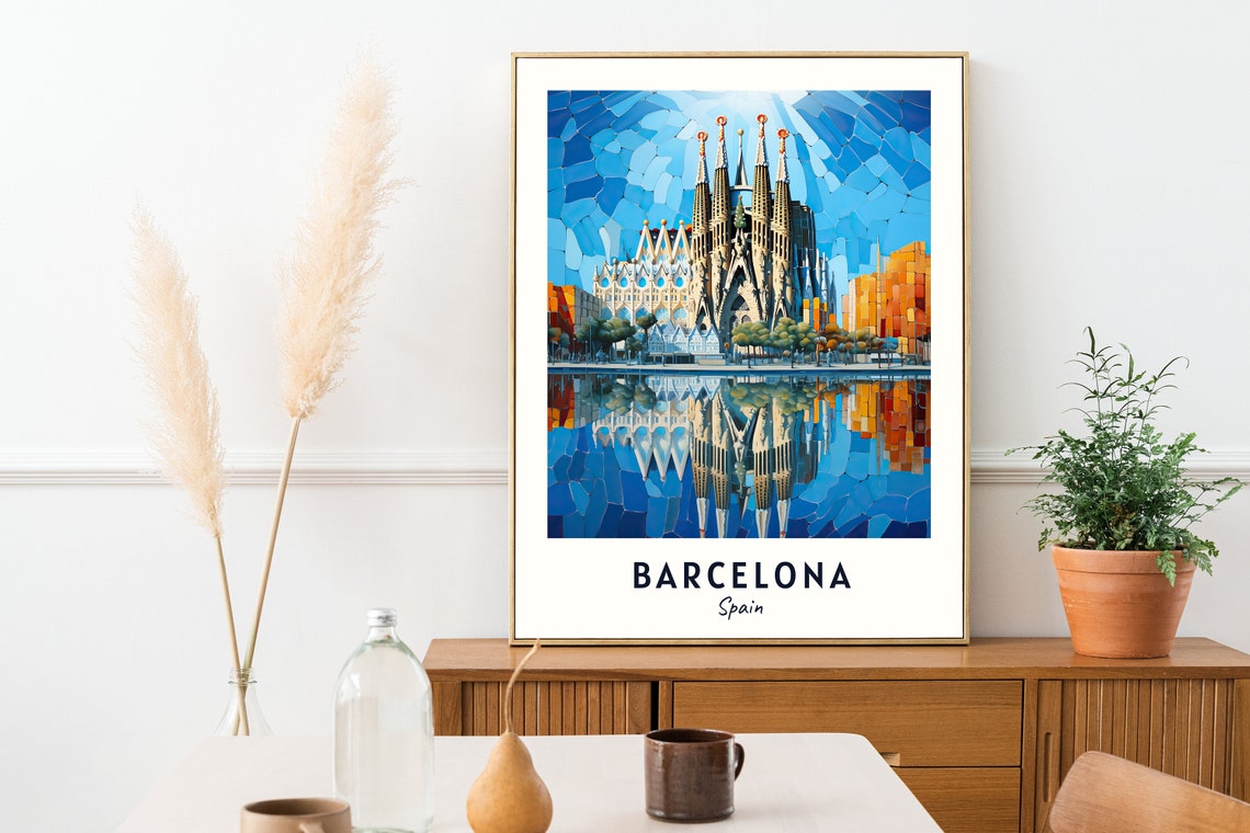 Barcelona Travel Print Wall Art Barcelona Spain City Print Barcelona Travel Gift Barcelona City Poster Travel Gift - Image 2
