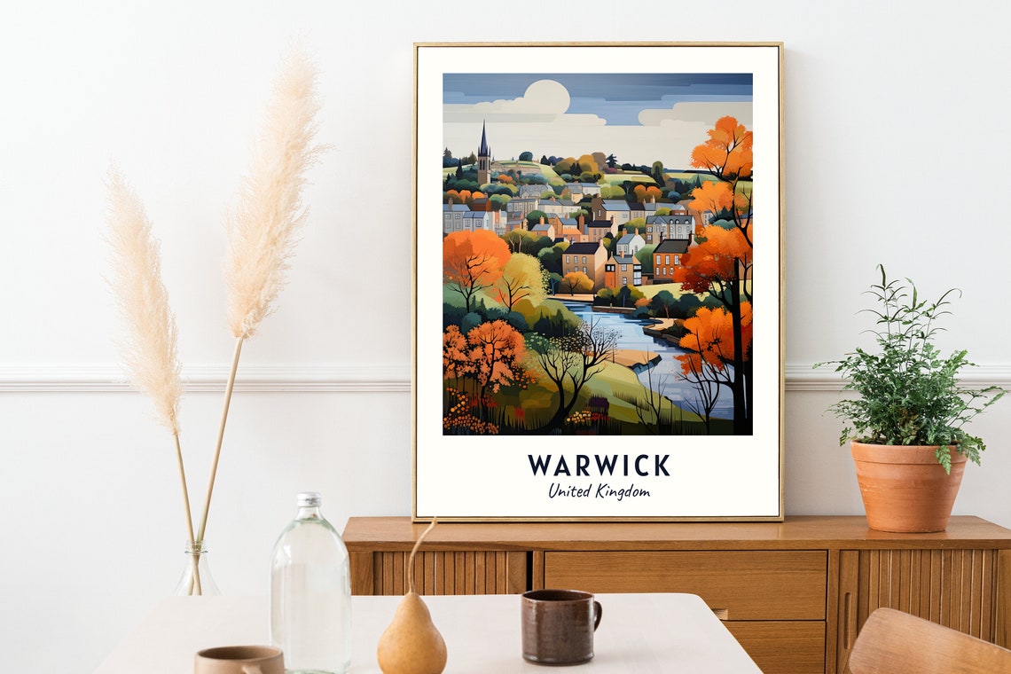 Warwick United Kingdom Travel Print Wall Art Warwick United Kingdom City Print Warwick United Kingdom Travel Gift Warwick Wall Art - Image 2