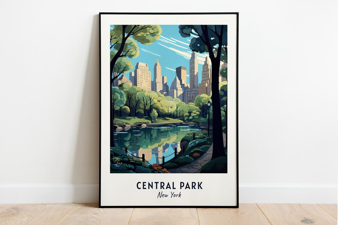 Central Park New York City Lake Skyline Urban Green Oasis Poster