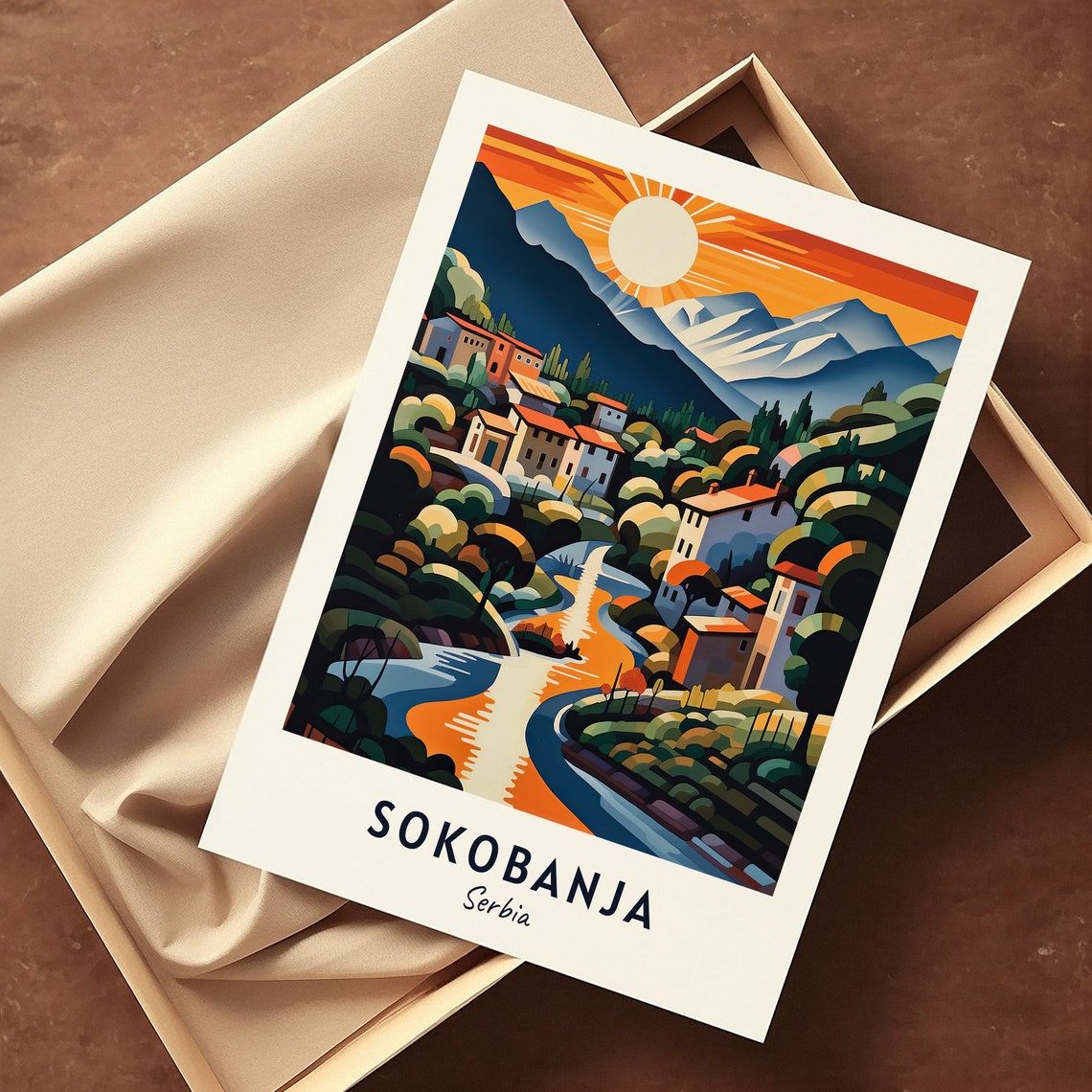 Sunset Mountain Valley with Winding River Sokobanja Serbia Poster - Image 3