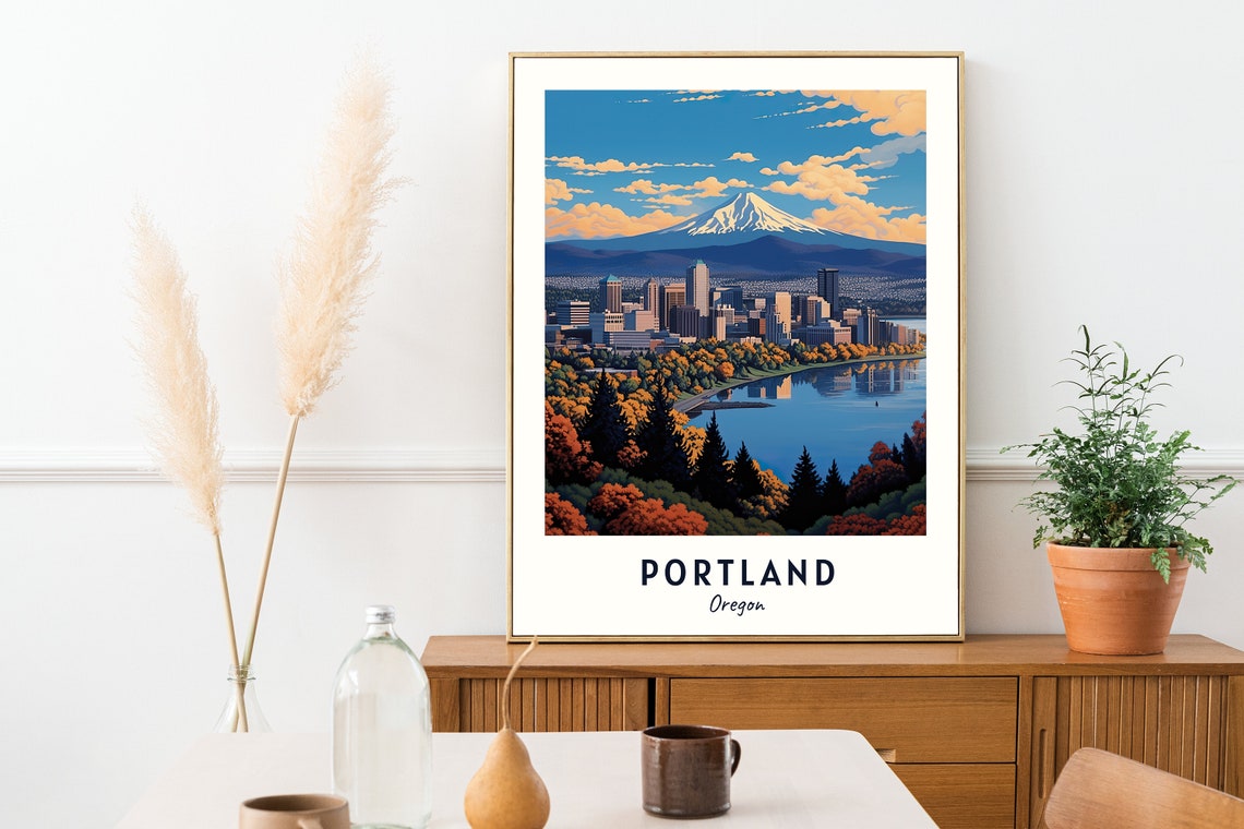 Portland City Print Portland Travel Poster Oregon Travel Gift Portland Oregon Poster Portland Gift - Image 2