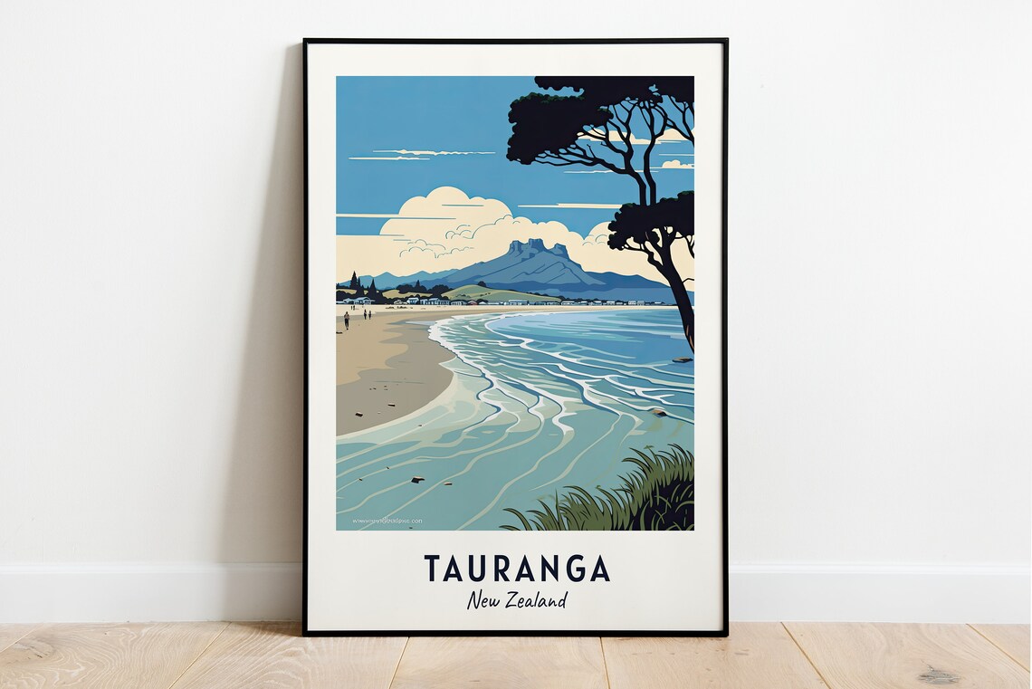 Tauranga New Zealand Sandy Beach Mount Maunganui Waves Poster