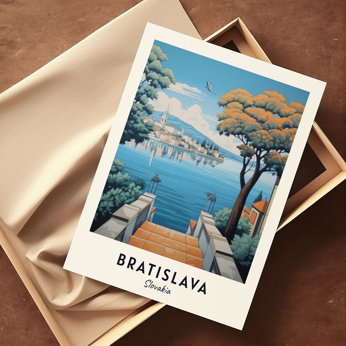 Bratislava Riverside Steps Spire Town Slovakia Travel Poster - Image 3