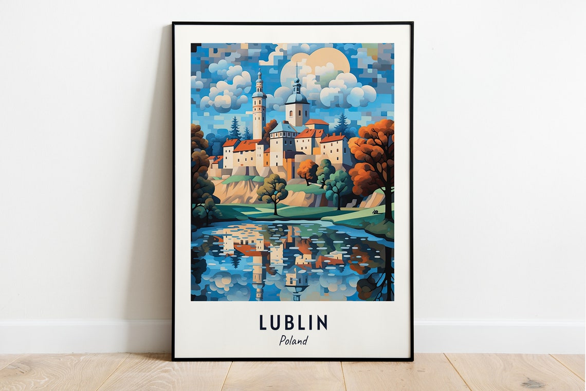 Lublin Castle Reflected in a Moonlit Lake at Dusk Poland Poster