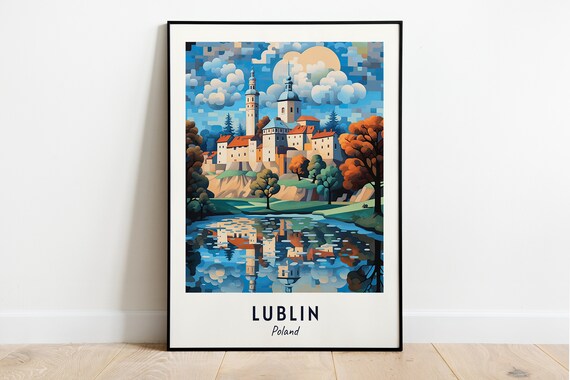 Lublin Castle Reflected in a Moonlit Lake at Dusk Poland Poster