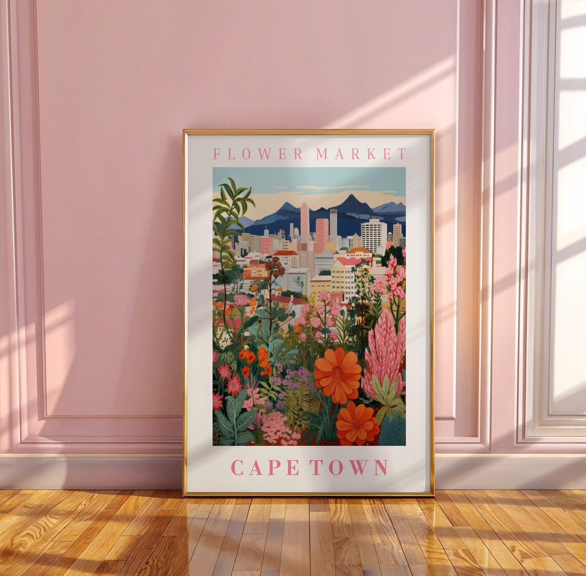 Cape Town South Africa Flower Market Mountain Bloom Travel Poster - Image 3