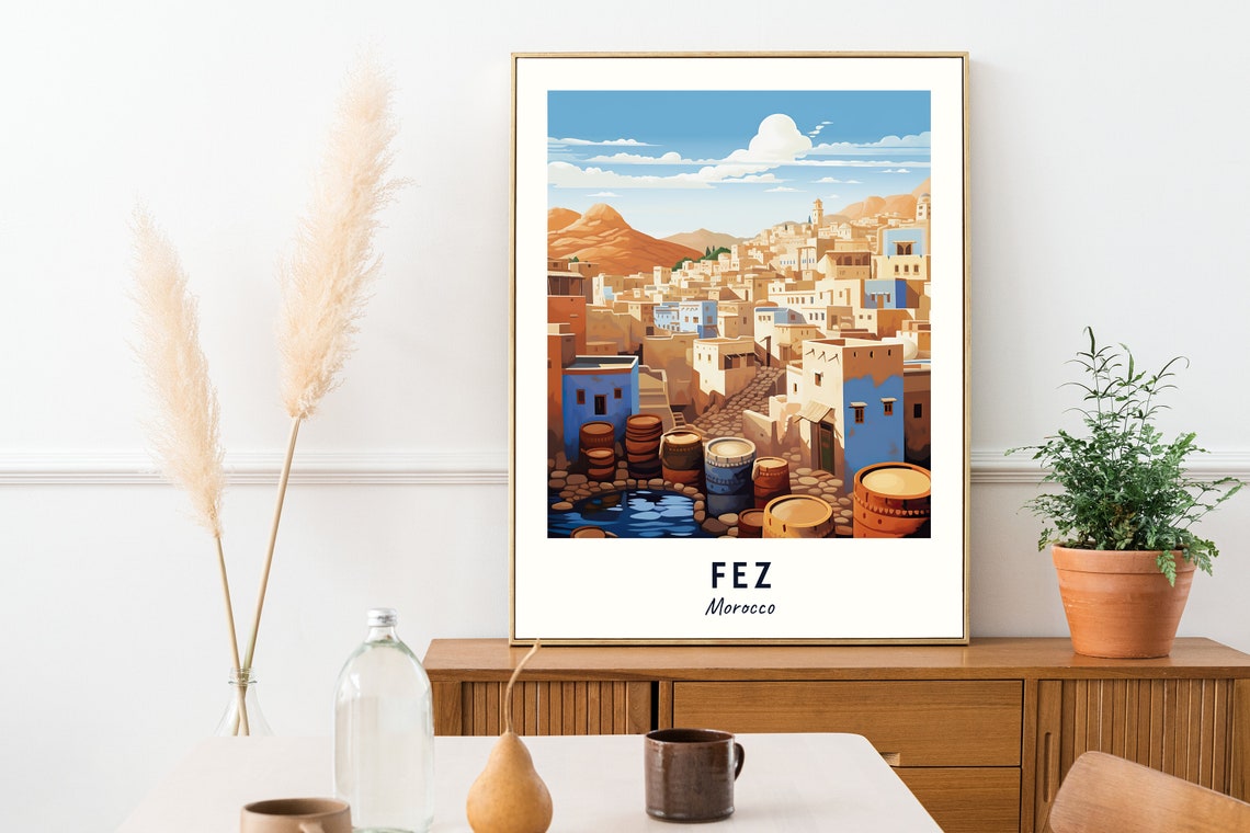 Fez Travel Poster, Morocco City View - Image 2