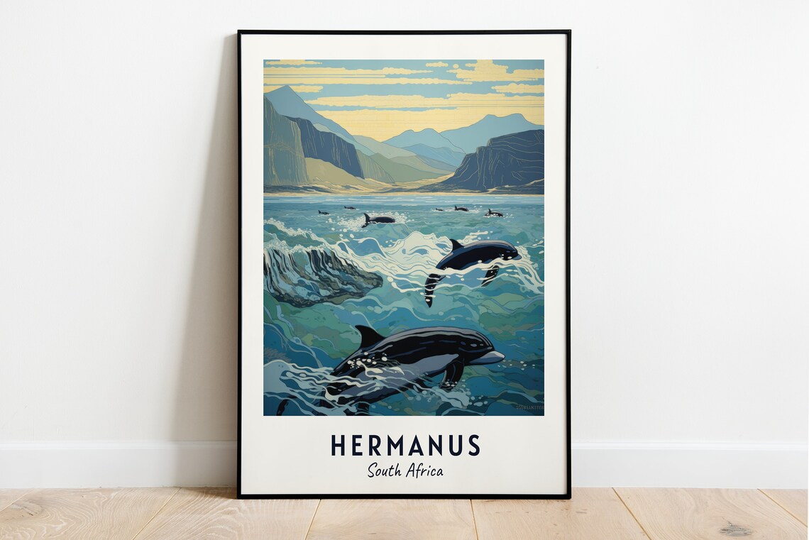Dolphins Leaping off the Cliffs of Hermanus South Africa Poster