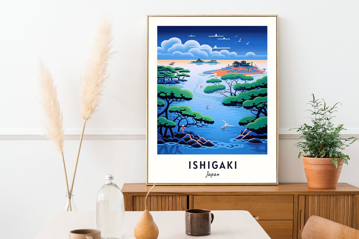 Kabira Bay Tropical Lagoon at Dusk Ishigaki Japan Travel Poster - Image 2