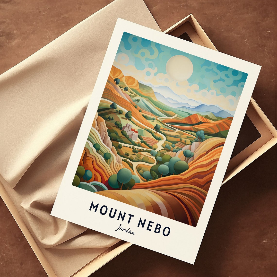 Mount Nebo Jordan Colorful Striped Valley Landscape Travel Poster - Image 3
