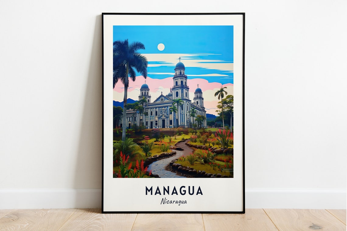 Managua Travel Print Wall Art Managua Nicaragua City Print Managua Travel Gift Managua City Poster Travel Gift