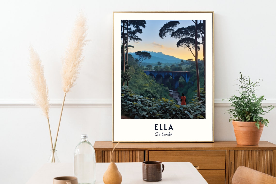 Ella Sri Lanka Nine Arch Bridge Jungle Dusk View Travel Poster - Image 2
