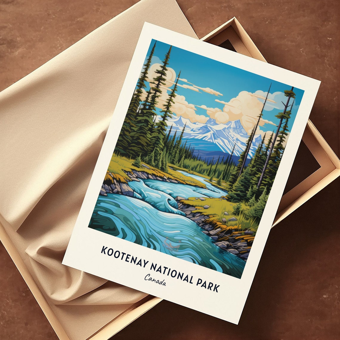 Kootenay National Park Canada River Pine Forest Snowy Peaks Poster - Image 3