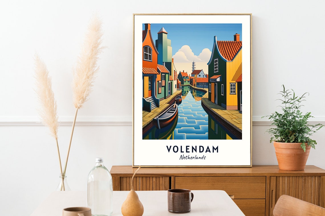 Fishing Village Travel Print Wall Art Volendam Netherlands City Print Fishing Village Travel Gift Fishing Village Poster Travel Gift - Image 2