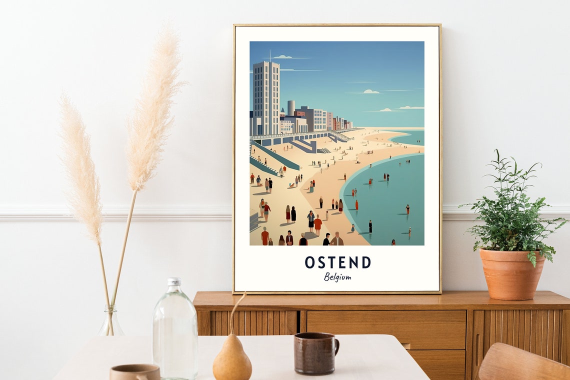 Ostend Belgium Beach Promenade Seafront Buildings Summer Travel Poster - Image 2