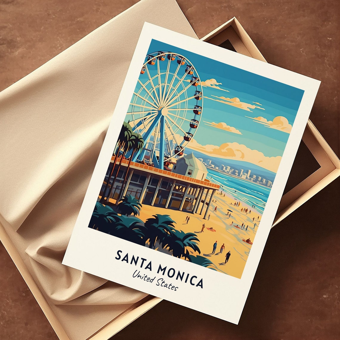 Santa Monica City Print Santa Monica Travel Poster United States Travel Gift Santa Monica United States Poster - Image 3