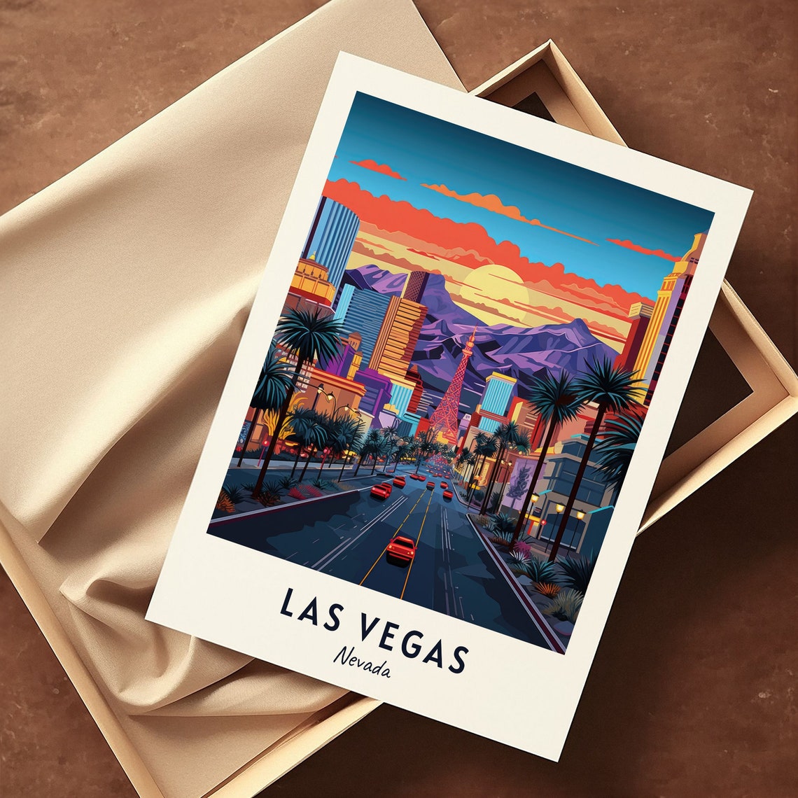 Las Vegas Nevada Strip Night Lights Boulevard Cars Sunset Poster - Image 3