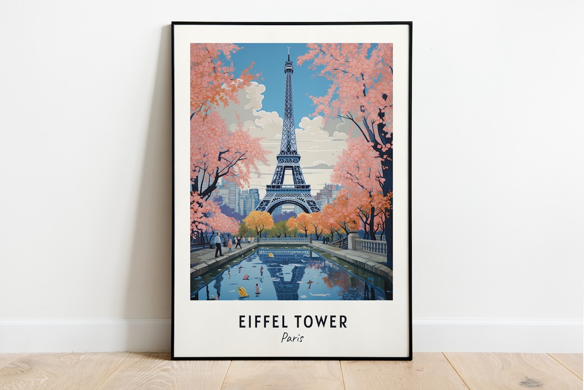 Eiffel Tower Paris Travel Poster, City Wall Art