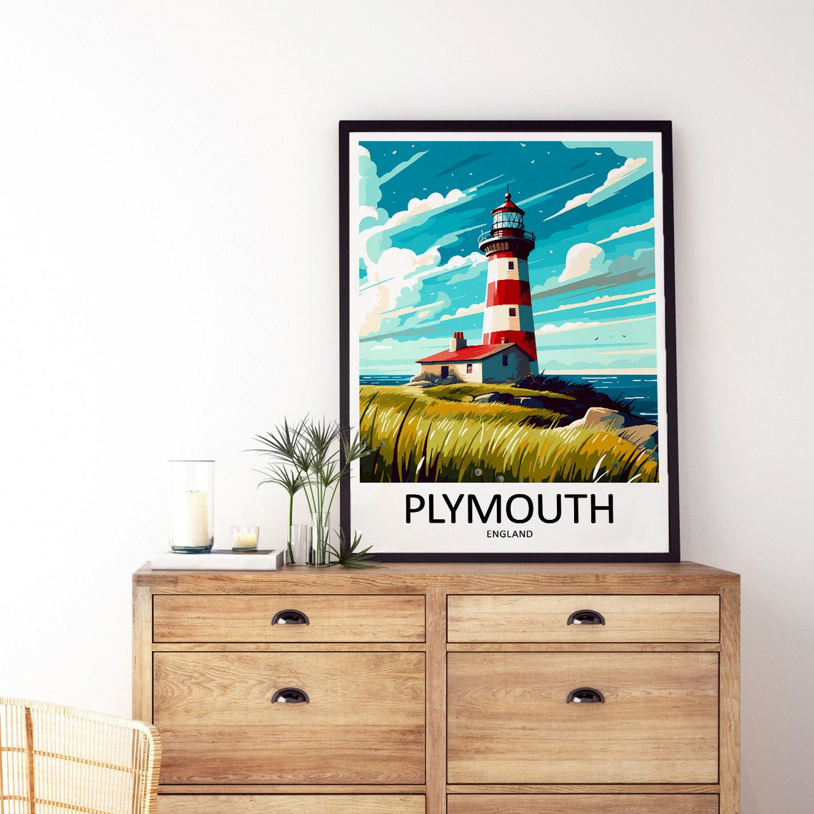 Plymouth Travel Print Wall Decor Wall Art Plymouth Wall Hanging Home Dcor Plymouth Gift Art Lovers England Art Home Decoration - Image 3